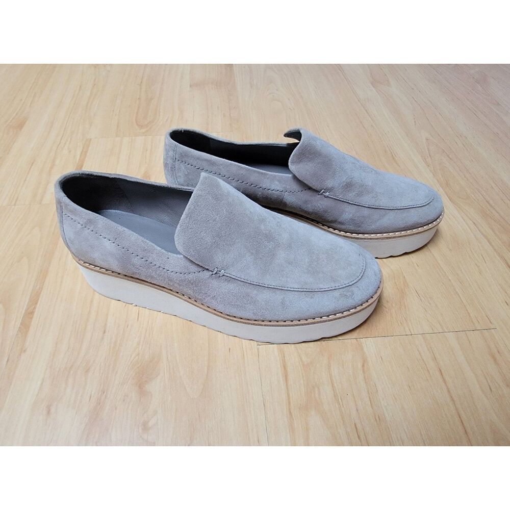 Vince Zeta Platform Suede Loafers Women’s Gray 6.5